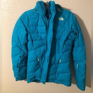 The North Face Women's 550 DOWN JACKET Waterproof Ski Aqua Blue Size M